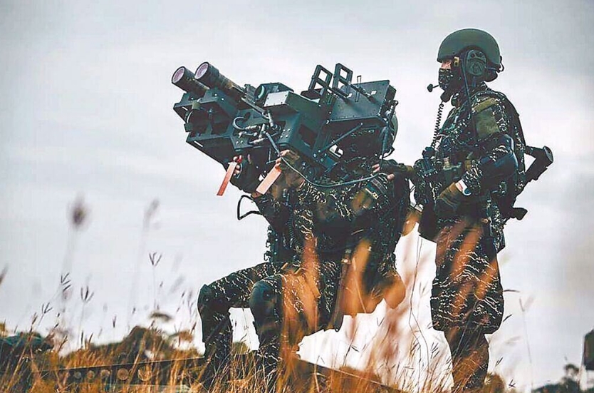 臺海軍陸戰(zhàn)隊肩抗“毒刺”導彈發(fā)射器準備射擊。圖片來源：臺灣“中時新聞網(wǎng)”。