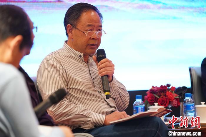 圖為青海省藝術(shù)研究所所長、文化學者耿占坤發(fā)表觀點?！√K丹 攝