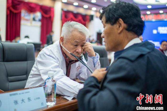 圖為專家團隊在日喀則市開展義診活動?！〉┰雠?攝